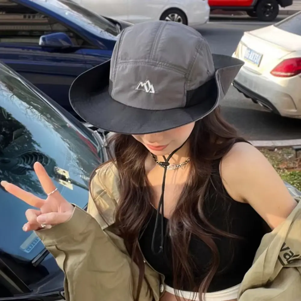 

Polyester Contrasting Color Bucket Hats Adjustable UV Protection Color Matching Mountaineering Caps Quick Drying Foldable