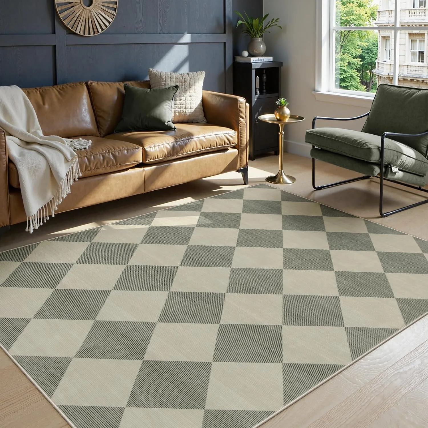 

Checkerboard Plaid Large Area Carpets for Living Room Bedroom Soft Short Plush Bedside Floor Mats Long Strip Runner Hallway Rugs