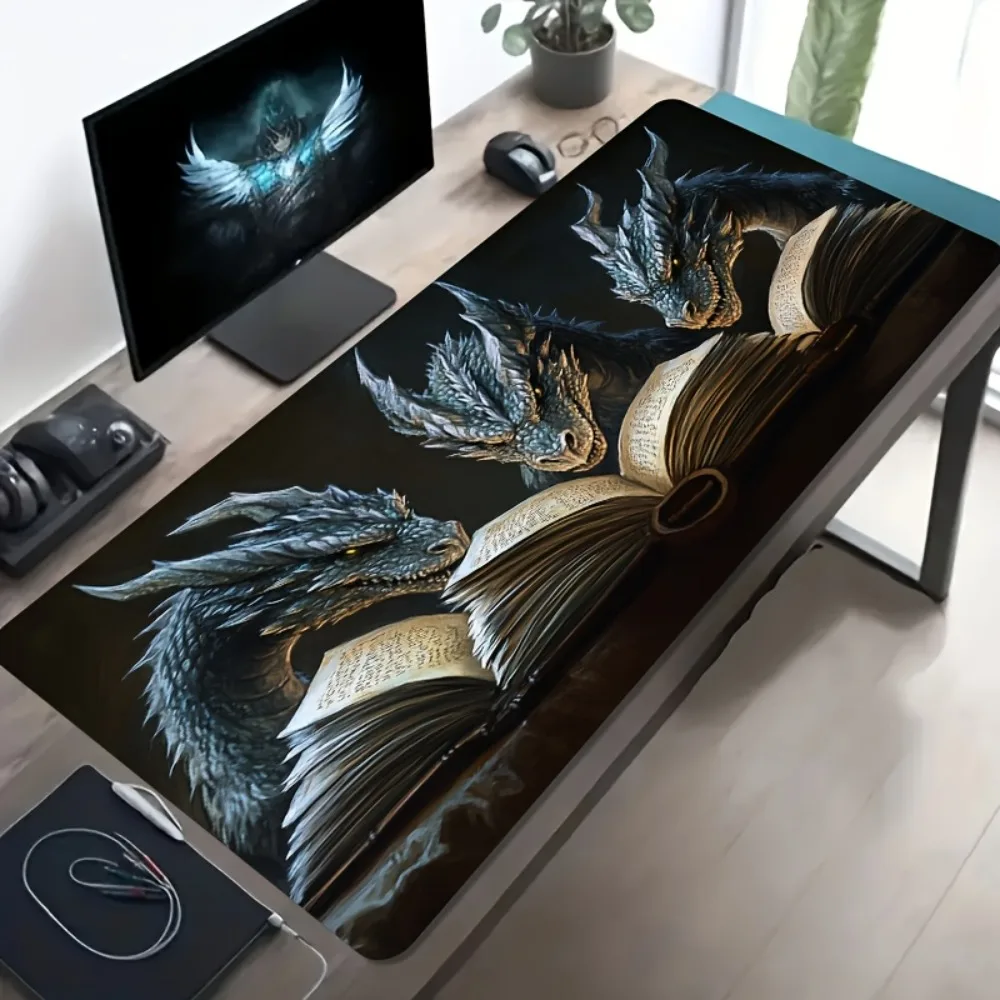 CIFBUY Mouse Pad Large Gaming Mat Non Slip Rubber Dragon Reading Book Fantasy Art Protector for Laptop Office Home Computer