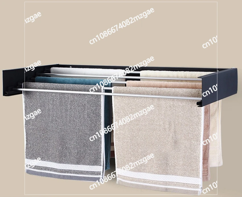 Retractable Wall Mounted Folding Rack with Expandable Hanger & Towel Holder - Space Saving Organizer for Home Use