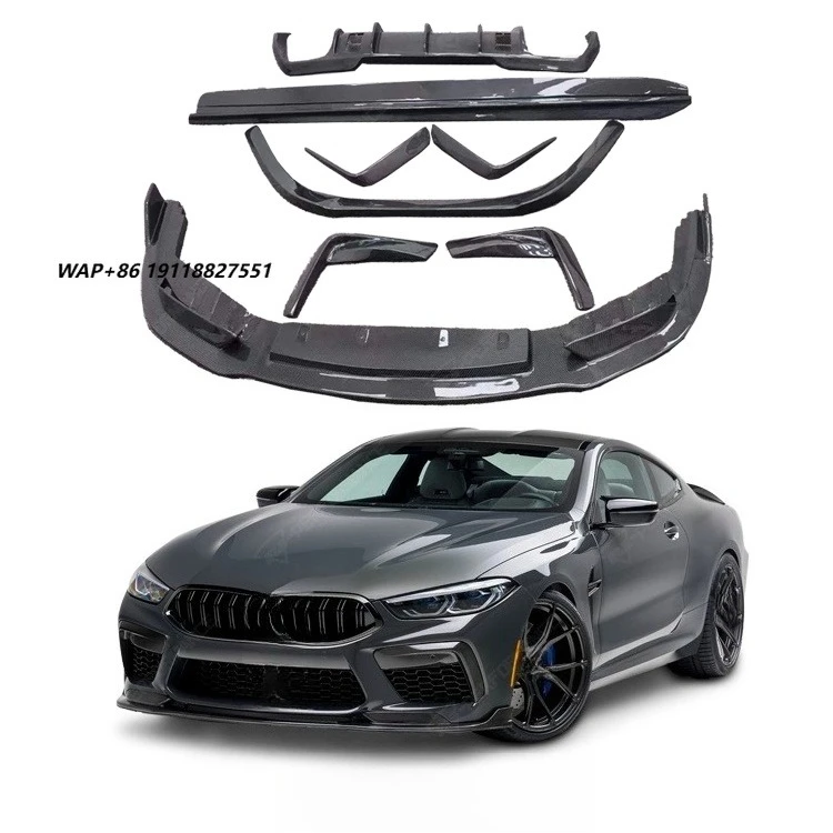 Cars Accessories for M8 G15/G16 2019-2023 V Style Body Kit with Carbon Fiber Front Lip Side Skirts Diffuser