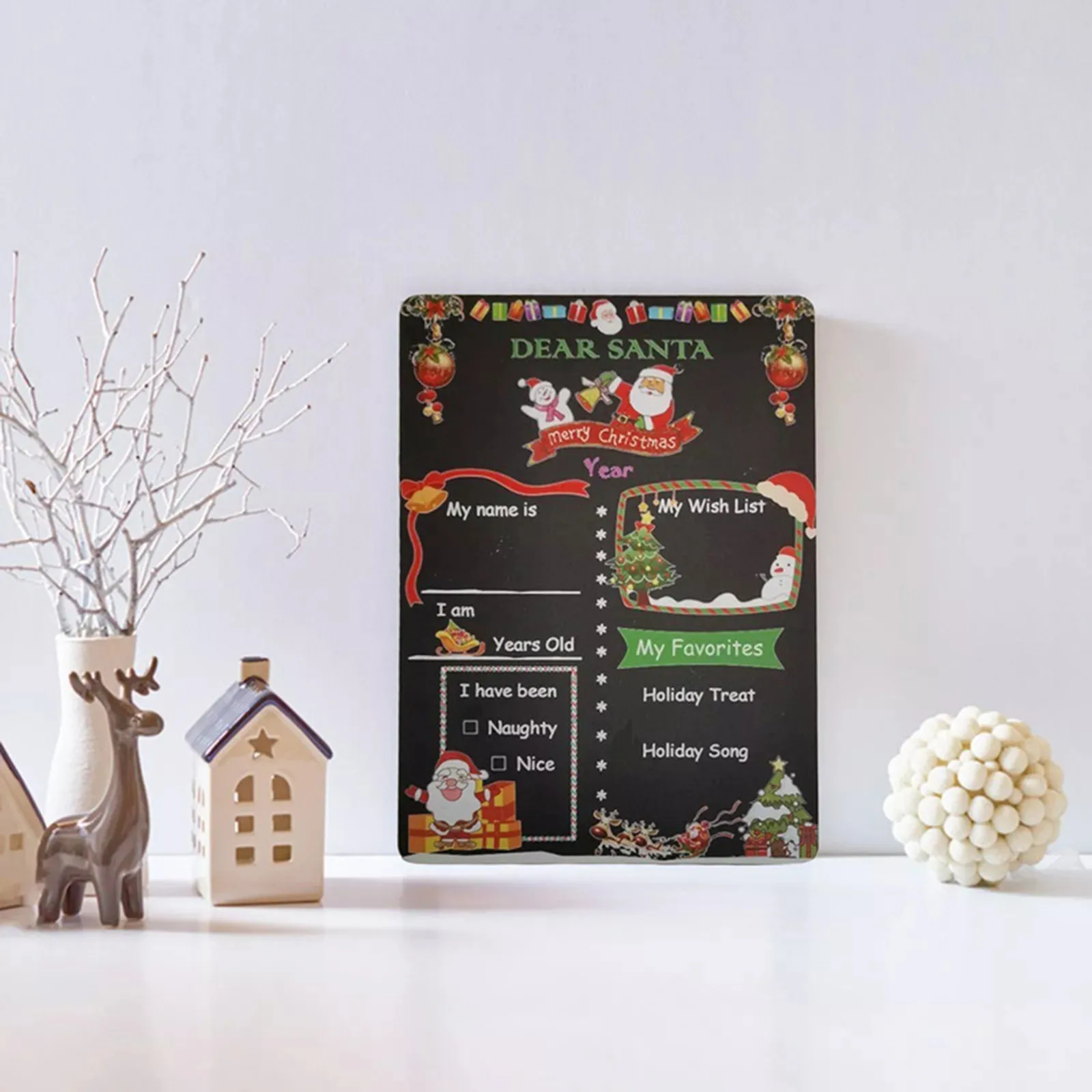 2024 New Christmas Countdown Blackboard Children'S Christmas Wish List Calendar Decoration Board Christmas Photo Blackboard