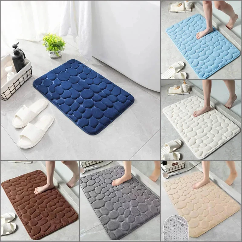 Pebble Embossed 40x60cm Bath Mat, Non Slip Washable Memory Foam Rug, Household Floor Doormat For Daily Bathroom Scenes