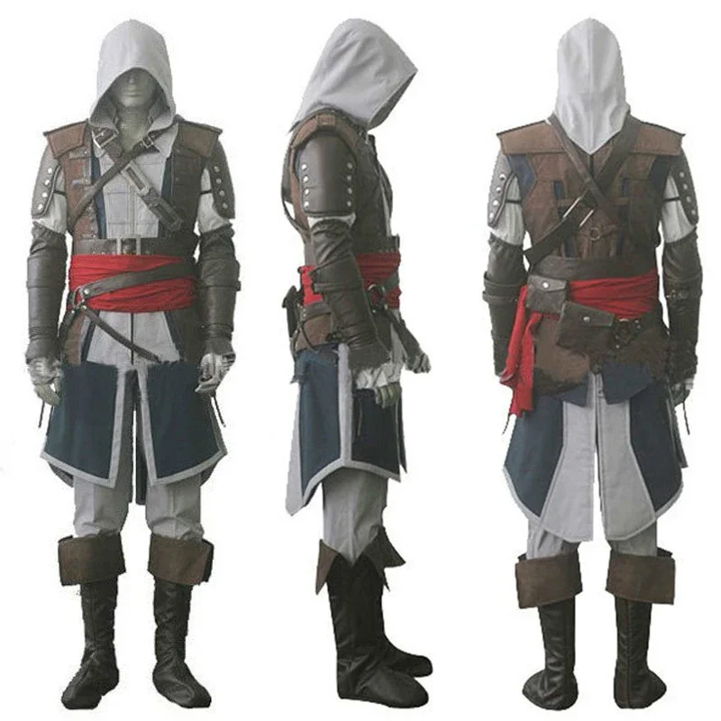 Film Costume Cosplay Creed Black Flag Kenway uomo donna Uniform outfit personalizzazione completa vestito da festa di Halloween