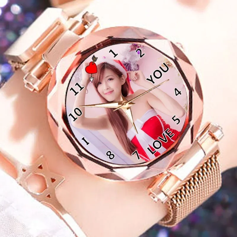 Custom Photo Watch Women's Golden Creative Watches Print Logo Picture Wristwatch Customized Wristwatch Personality Gift For Girl
