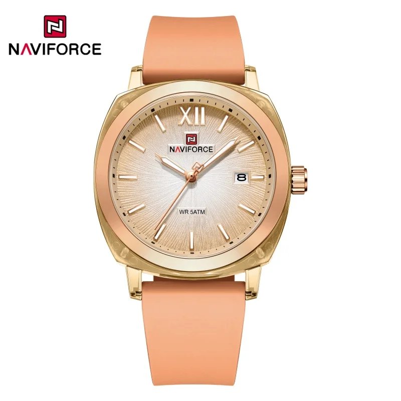 NAVIFORCE Original Quartz Watch For Woman Fashion Simple Rounded Auto Date 50m Waterproof Ladies Luminous Luxury Watch New 2026
