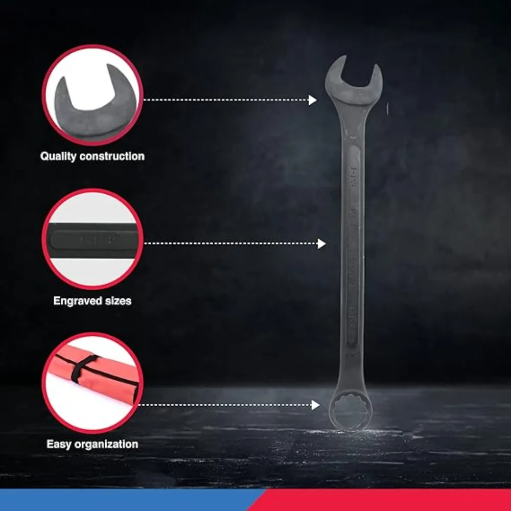 

03574A Jumbo Combination Wrench Set | 16 Piece | SAE | 1/4” to 1-1/4” | Raised Panel Construction