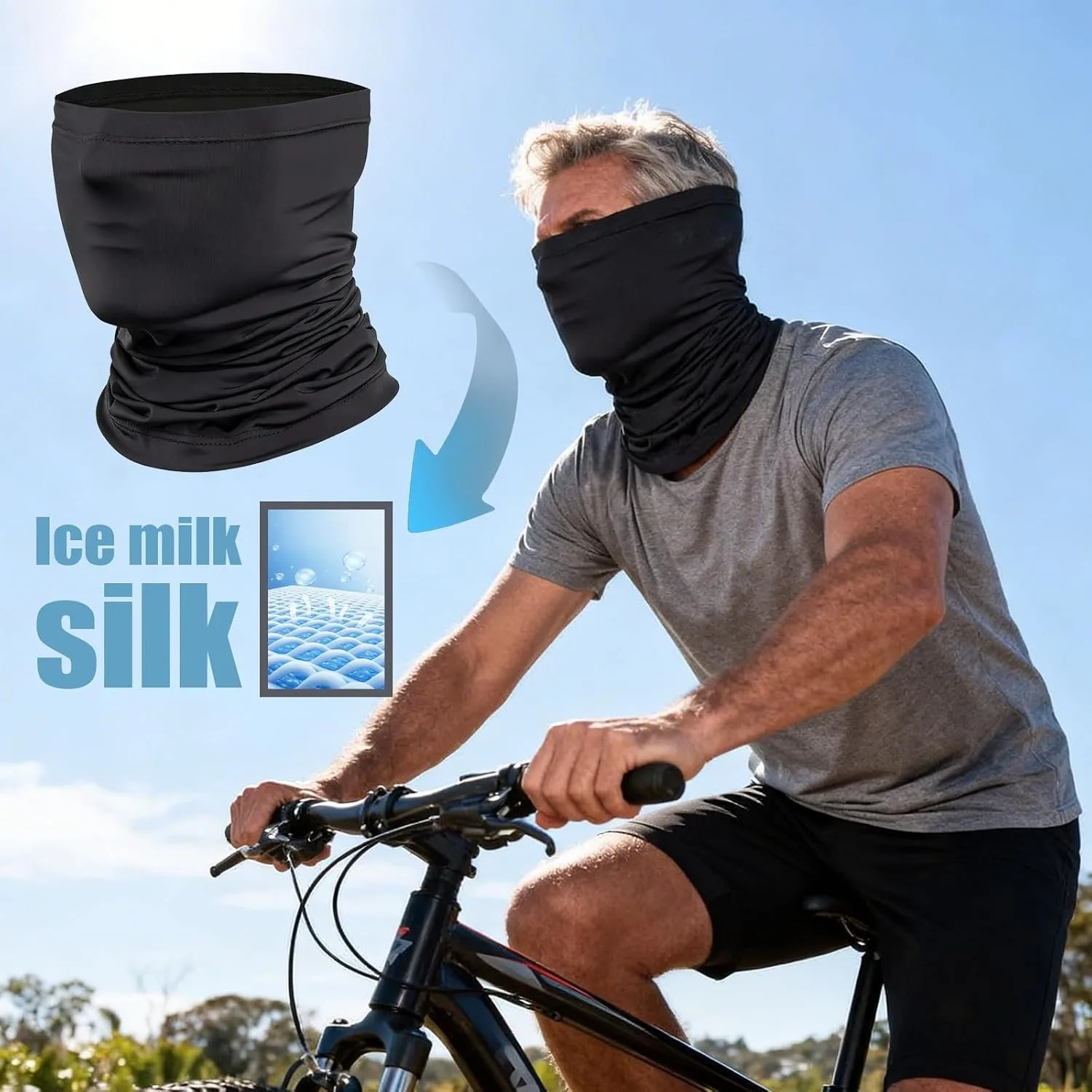 Breathable Cycling Neck Gaiter Face Mask Tube Scarf, Windproof UV Protection Motorcycle Hiking Running Unisex Outdoor Sports