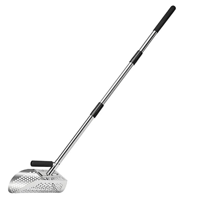 A02F-Removable Long-Handled Sand Shovel Portable Travel Beach Stainless Steel Detection Sand Shovel Screen Set