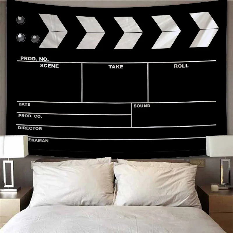 Movie Film Clap Board Patterns Tapestry Wall Hanging Cloth Decorative Tapestry Modern Family Art Decorative Bookshelves Tape