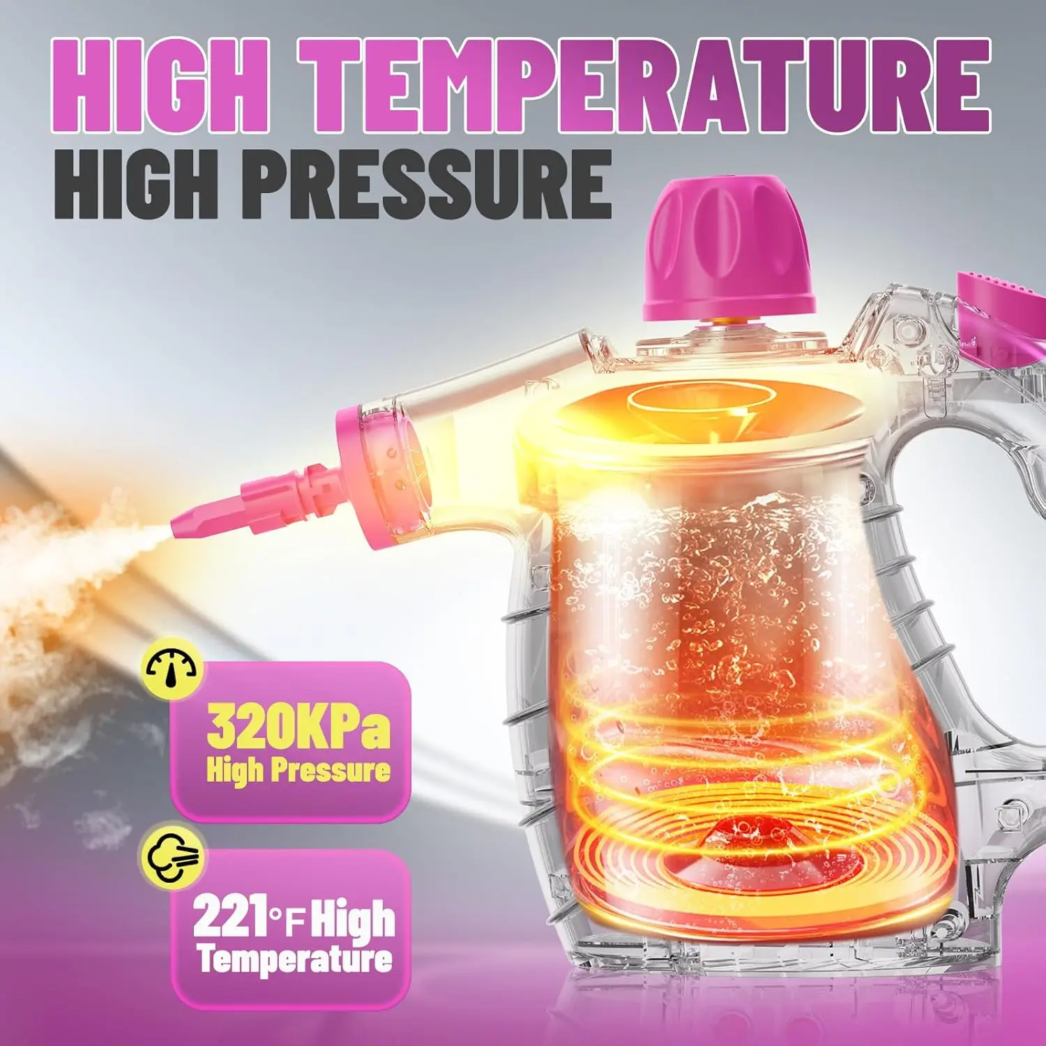 10種類のアクセサリー付きハンドヘルドスチームクリーナー、家庭、車、室内装飾、目地などに安全な多用途スチーマー