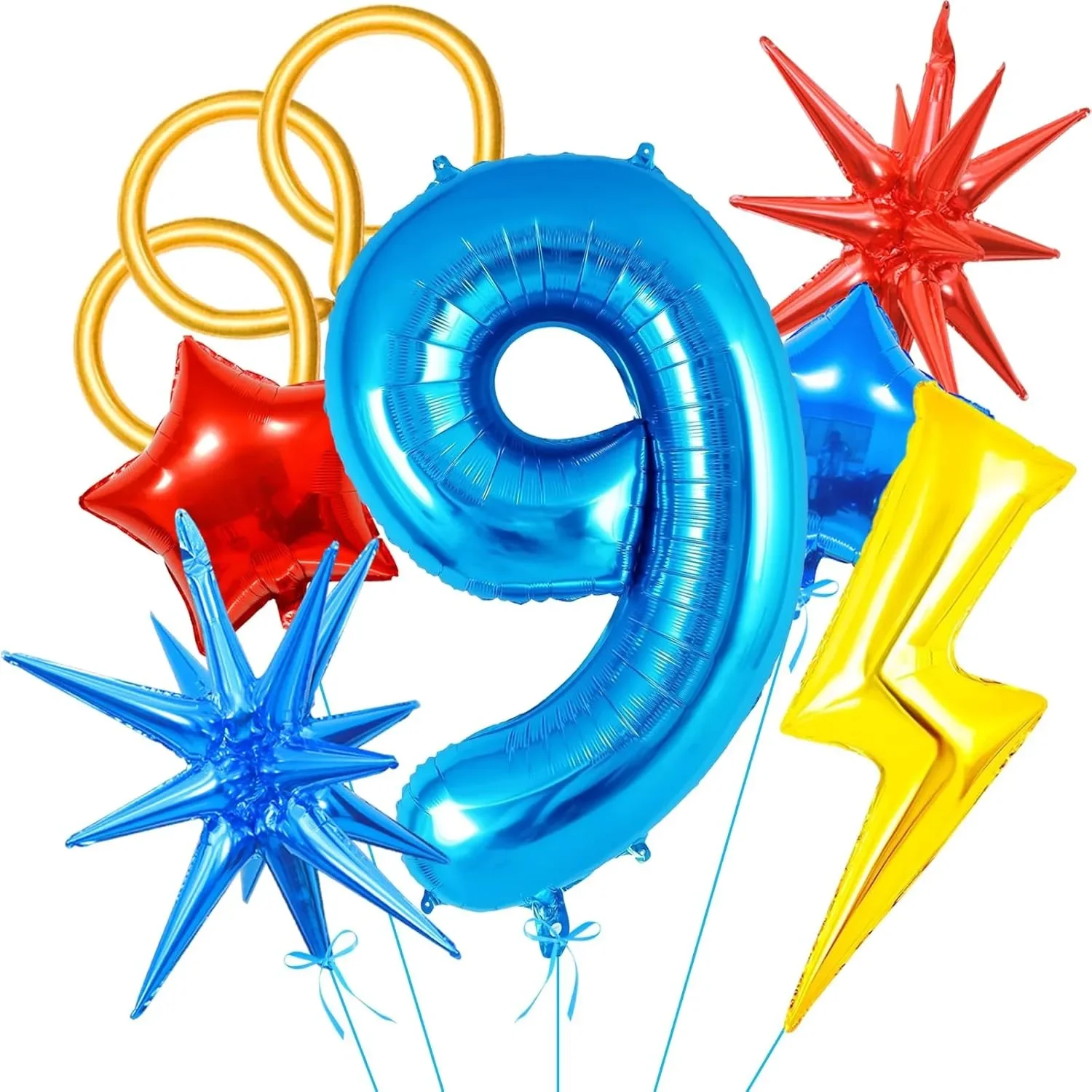 11-teiliges Set mit Zahlen- und Blitz-Sternballons, ideal für Geburtstagsfeiern, Themenparty-Dekoration, Foto-Requisiten und festliche Anlässe – Detail 3