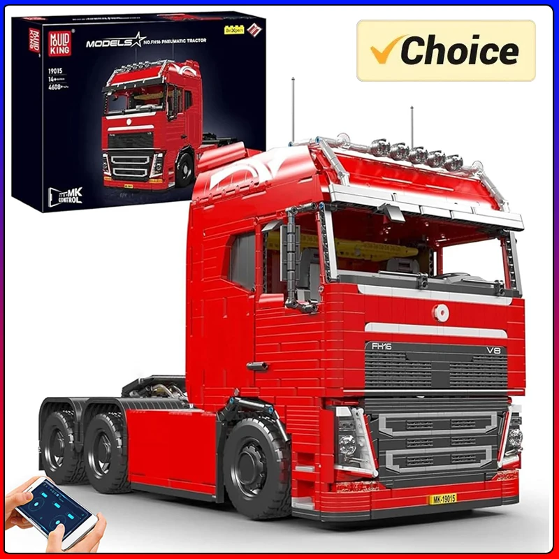 

Mold King 19015, технический автомобильный строительный блок, пульт дистанционного управления FH16, модель пневматического трактора, сборка грузовика, кирпичные игрушки, подарок для ребенка