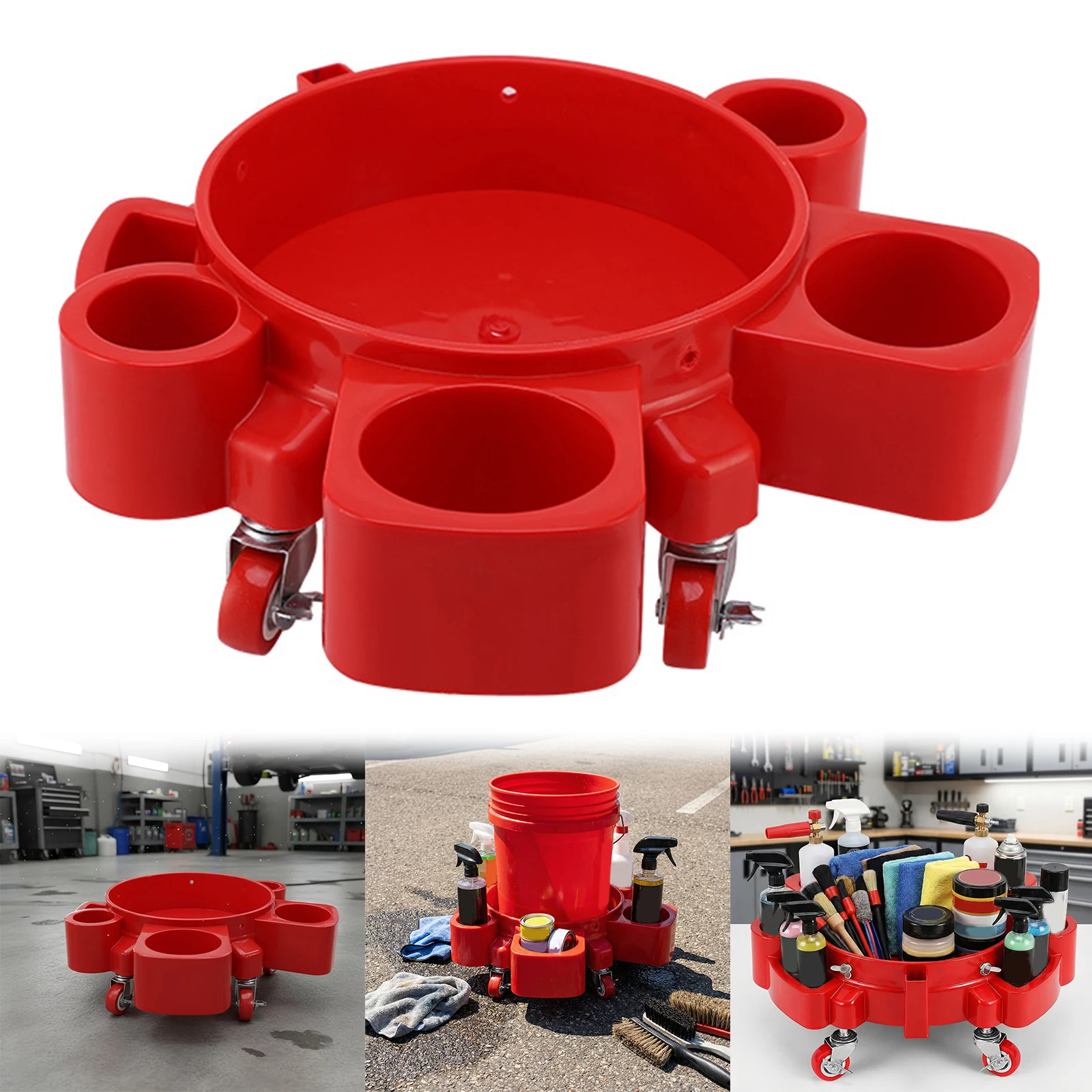 

Rolling Bucket Dolly with Wheels Heavy Duty Mobile Dolly Cart for Garage (Red)