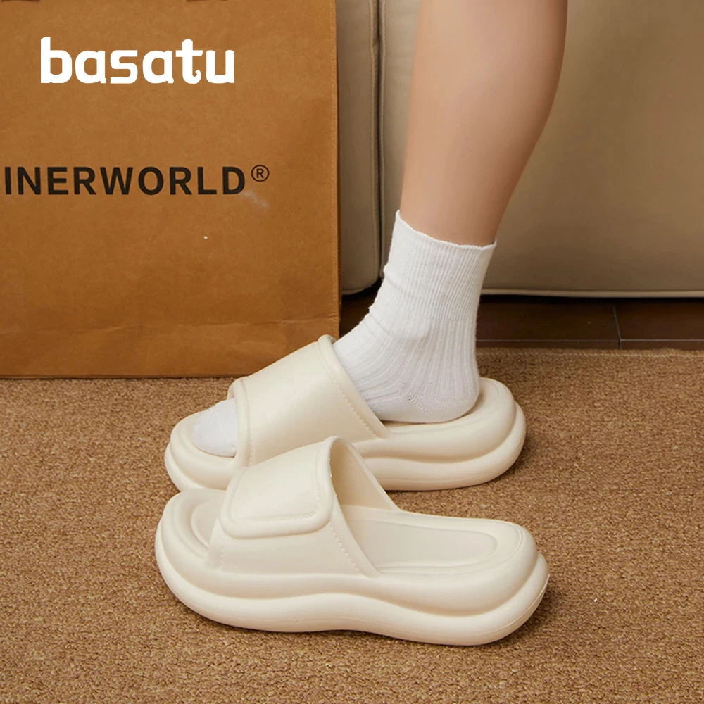 

BASATU Female Shoes House Slippers Platform Slides Summer Clogs Woman Flat Beach Shoes Womens Slippers Outdoor Pantofl
