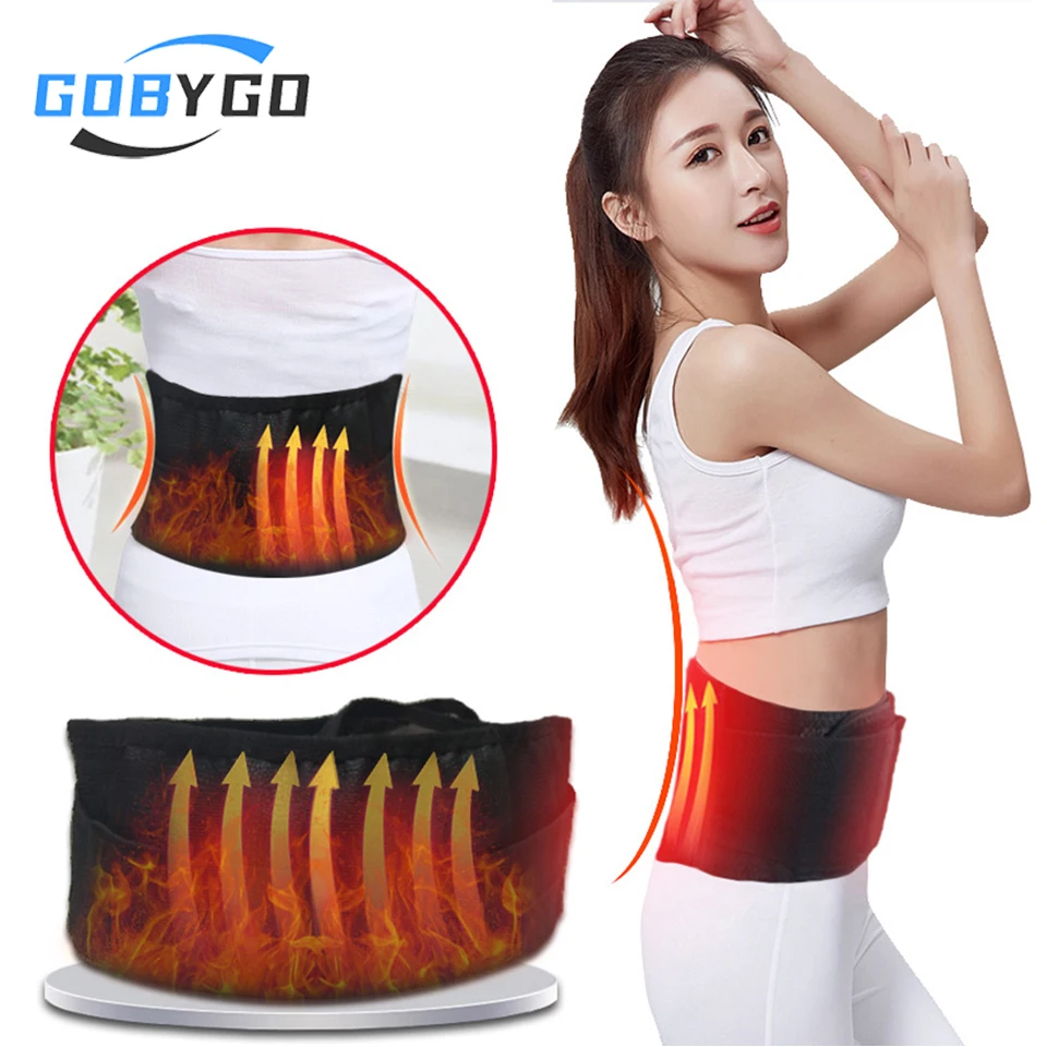 GOBYGO Adjustable Tourmaline Waist Brace Support Self Heating Lower Back Magnetic Therapy Back Waist Belt Lumbar Waist Bandage