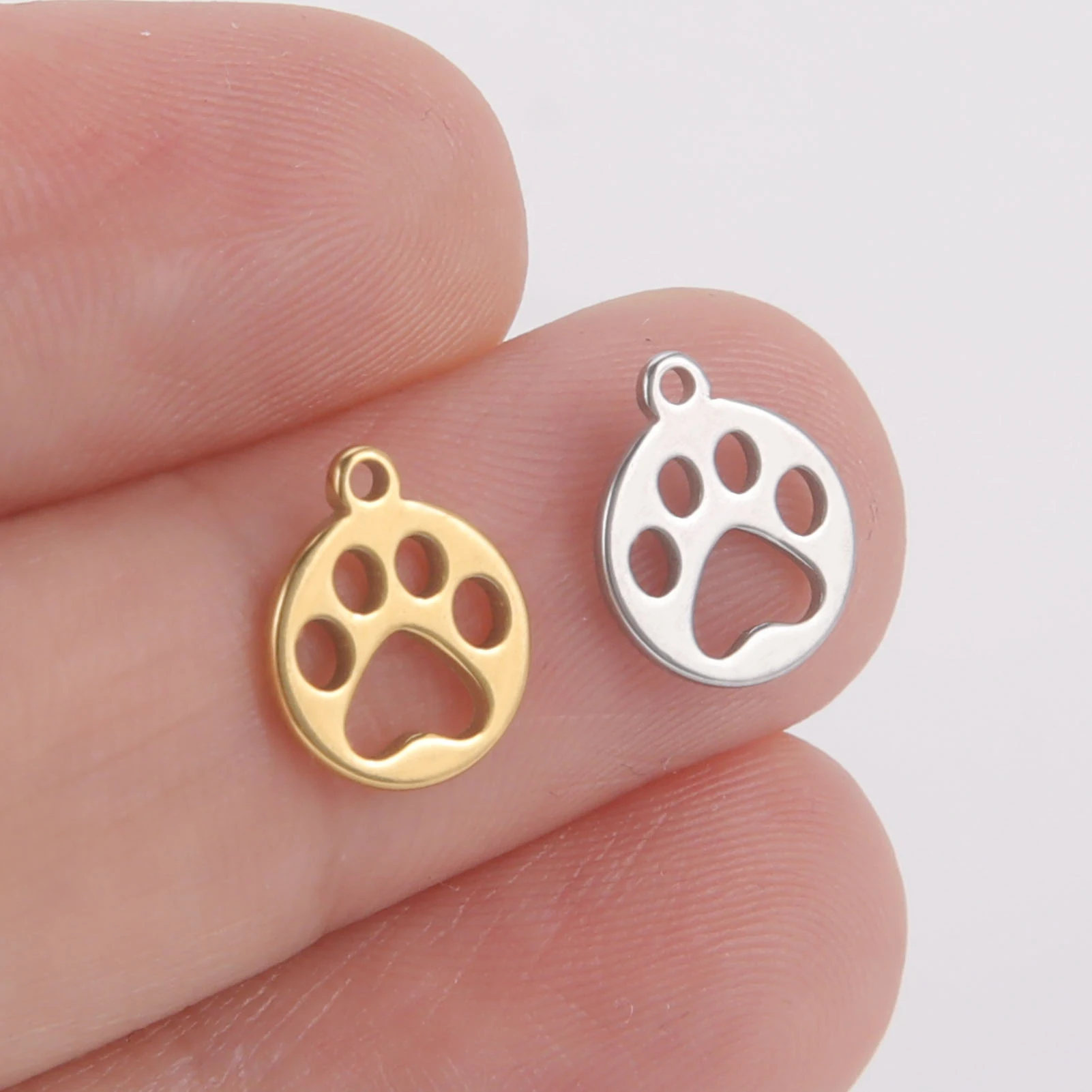 سحر دائري مجوف من الفولاذ المقاوم للصدأ بطباعة مخالب الحيوانات الأليفة ، قلادة ، موصل سوار ، صناعة مجوهرات تصنعها بنفسك ، 5 *