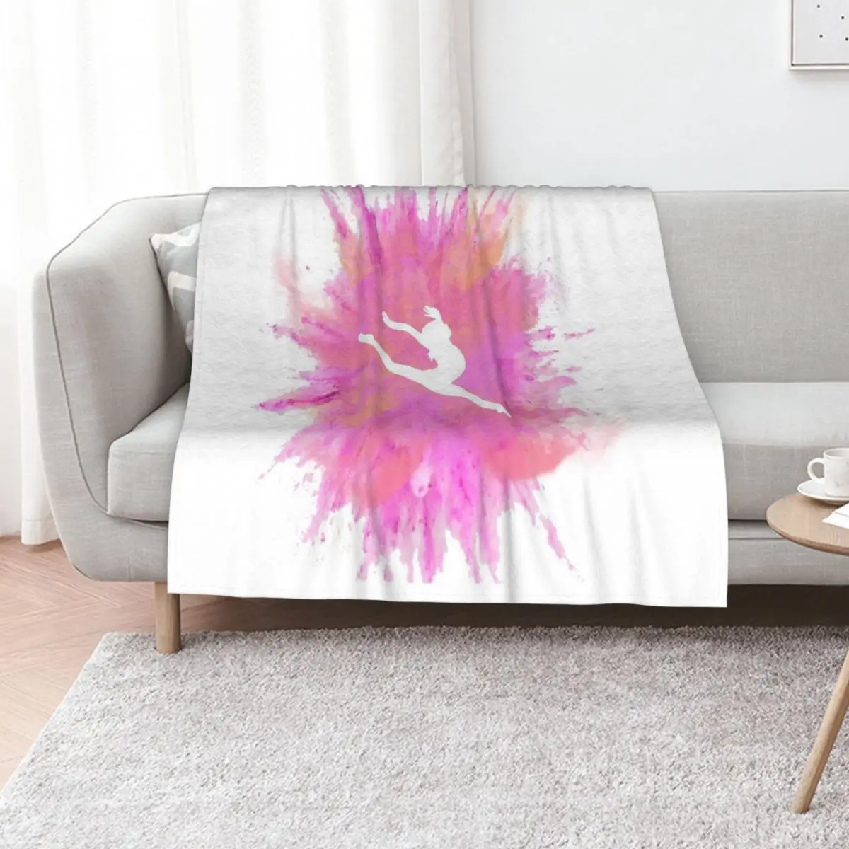 Pink Explosion Gymnastics Silhouette Throw Blanket Cute Plaid Soft Beds Soft Plush Plaid Furrys Polar Hairys Blankets