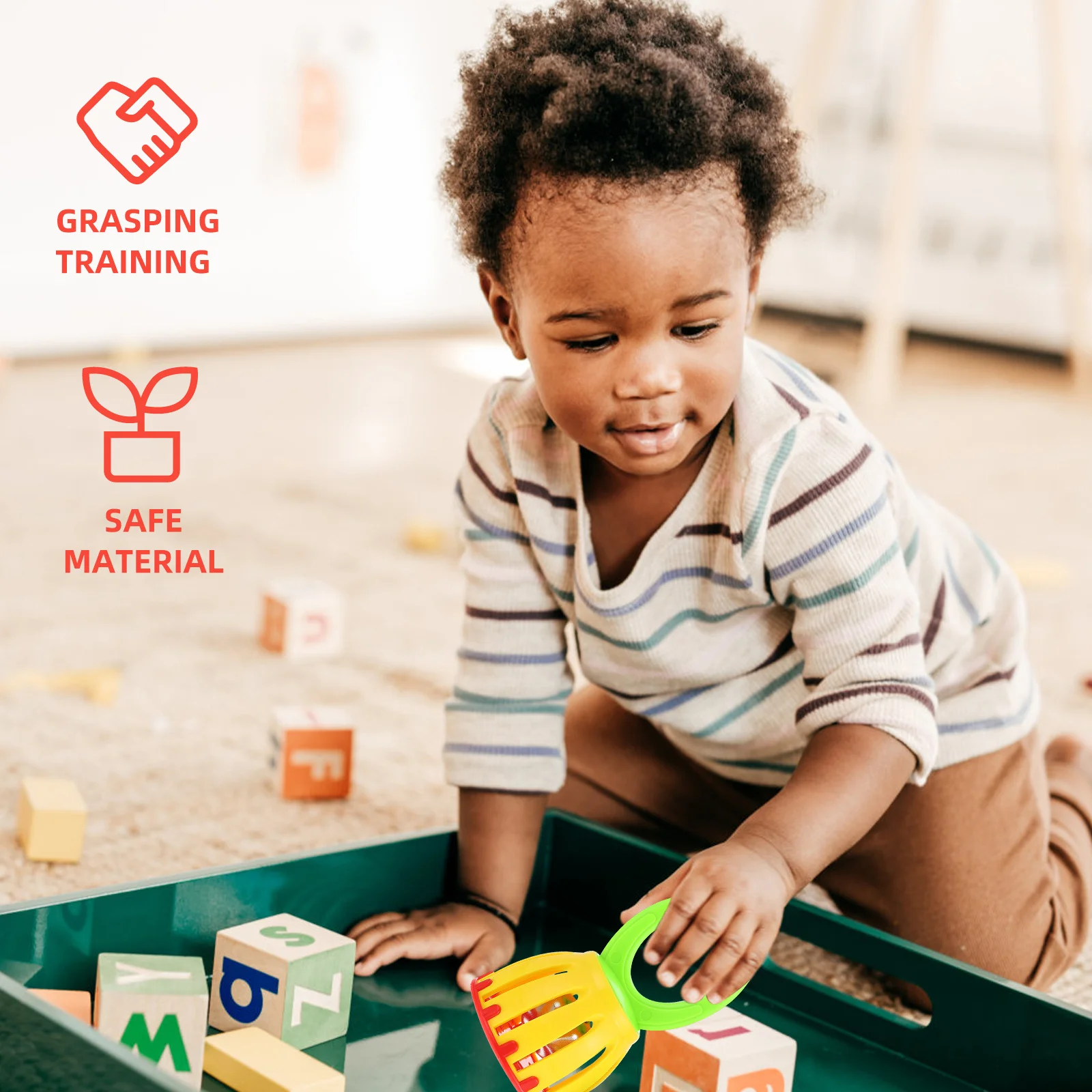 2 Stuks Baby Plastic Rammelaar Kooi Ontwerp Handdruk Bell Baby Muzikale Educatief Vroeg Leren Handheld Instrument voor Kinderen