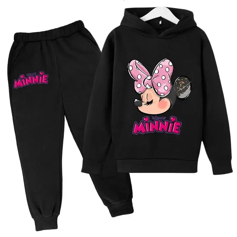 Set di vestiti per Minnie Mouse per neonate con tuta autunno inverno topolino felpe con cappuccio per bambini Set abbigliamento per neonato