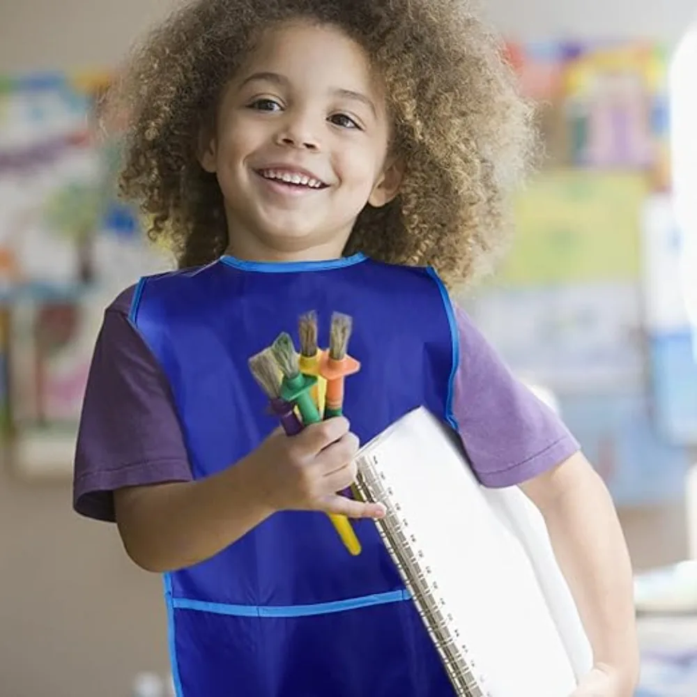 

Craft Activity Nylon Art Smock with 3 Pockets Sleeveless Painting Aprons Waterproof Reusable Apron Home