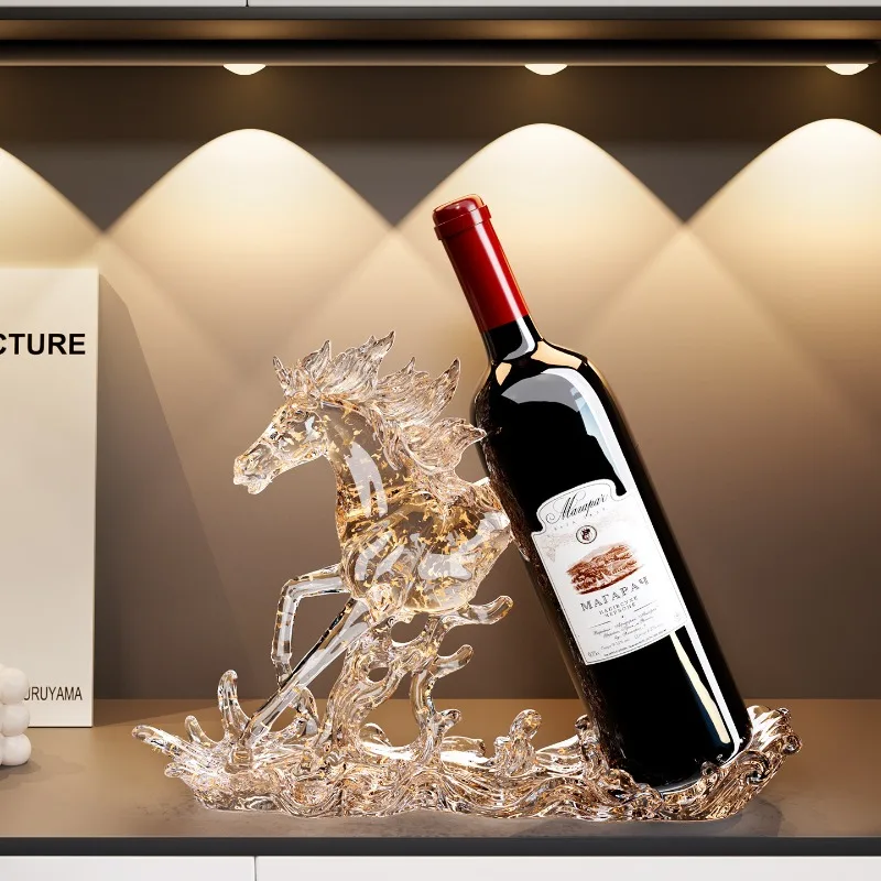 Horse Wine Rack Art Statuette Ornament Luxury Living Room TV Cabinet Wine Cabinet Office Desk Figurine Decorations Gift
