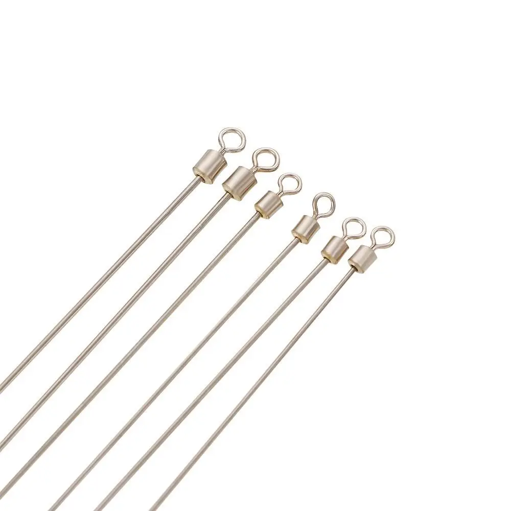 50pcs Long Pole Hard Steel Wire Fishing Swivel Solid Stainless Steel Barrel Rolling Connector Fishing Carp Accessories Tackle