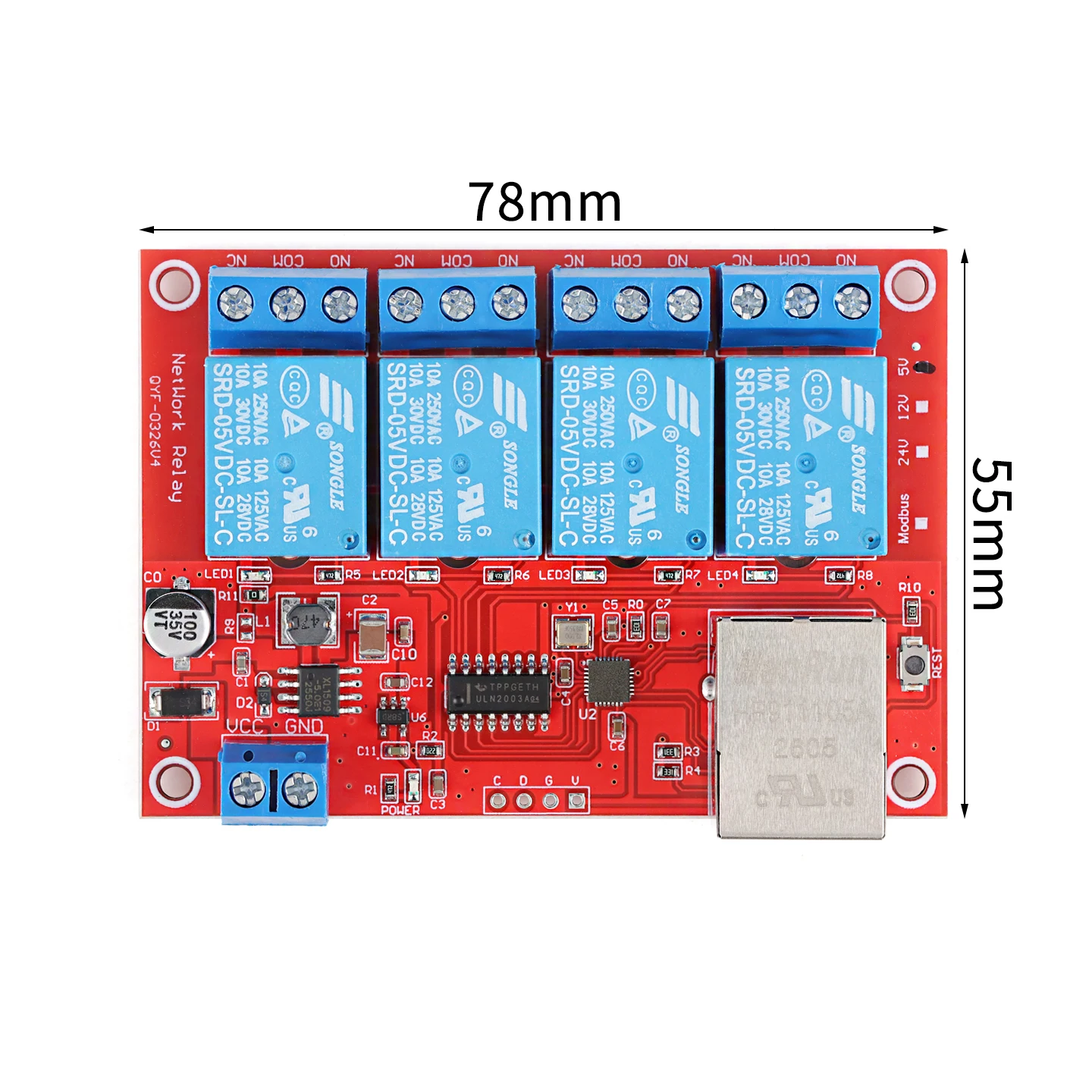 Embedded Web-based 4 Channel Way Multi-functional Network Relay Module supports HTTP TCP MQTT Protocols WEB Server Power Supply