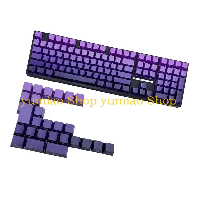 587B Purplee Gradients Original Height Keycaps 134Keys Through Backlit keycapst for 60 80 61 64 68 75 Mechanical Keyboards