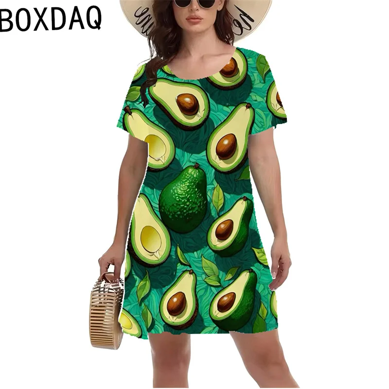 3D Featured Fruit Pattern Printed Dress Fashion New Women Short Sleve Casual Dress Summer Hot Selling Female Mini Dress Vestidos