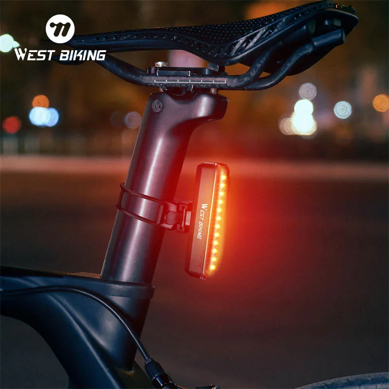 WEST BIKING USB Rechargeable Bicycle Rear Light Road Bike LED Tail Light Bar High Visibility Cycling Flash Light MTB Accessories