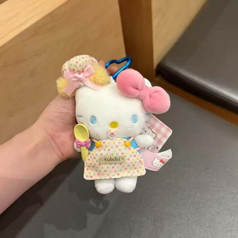 New Kawaii Bouquet Hello Kitty Plush Doll Pendant Cute Gradient Blue Fluffy Toys Keychain Girl Backpack Zipper Decoration Gift