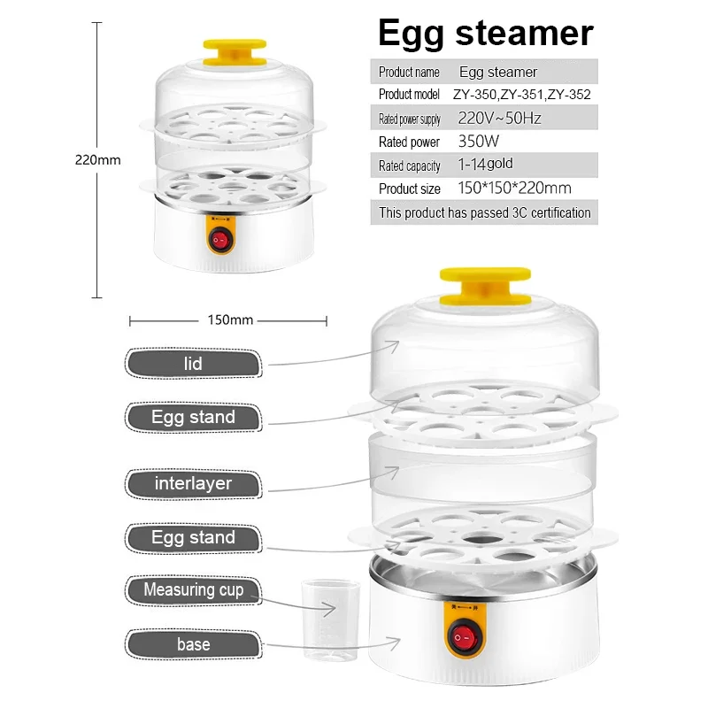 Mini electric children office worker For Household  Double layered hard boiled Eggs Boiling Steamer Machine rapid Egg Cooker