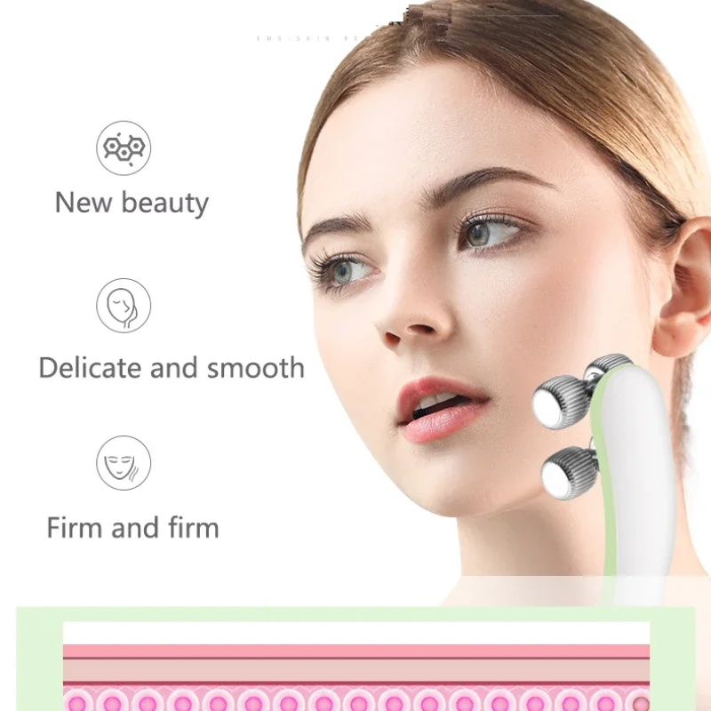 Rouleau Led anti-âge en forme de V, favorise le mouvement musculaire et améliore l'élasticité de la peau, répare la peau et réduit les ridules, portable