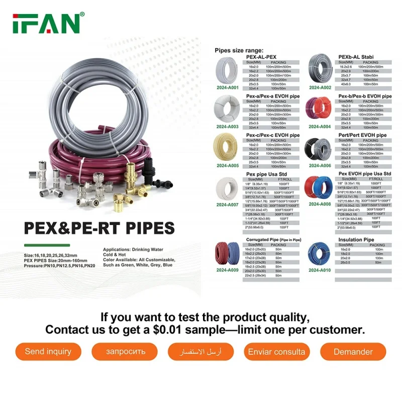 IFAN Custom Wholesale Underfloor Heating Pipe 12-32mm PERT Pipe White PEX Plastic Water Pipes