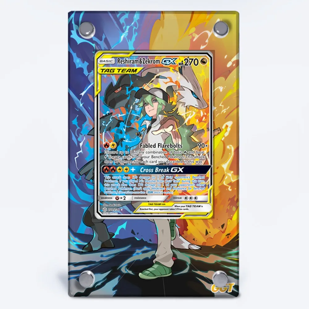 Für Anime Pokemon Ptcg Reshiram Zekrom Togepi Cleffa Igglybuff Lana Mallow Nessa Acryl Schutzkarte Vitrine Ornament