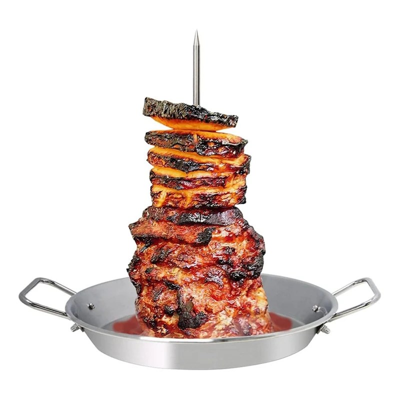 Vertical Skewer For Grill-Al Pastor Skewer Brazilian Vertical Spit Stand For Tacos Al Pastor, Shawarma, Kebabs, Gyros