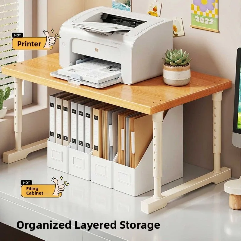 Office Desk Printer Stand Small Copy Machine Base Elevation Shelf Layered Organizer Workstation Desktop Storage Rack