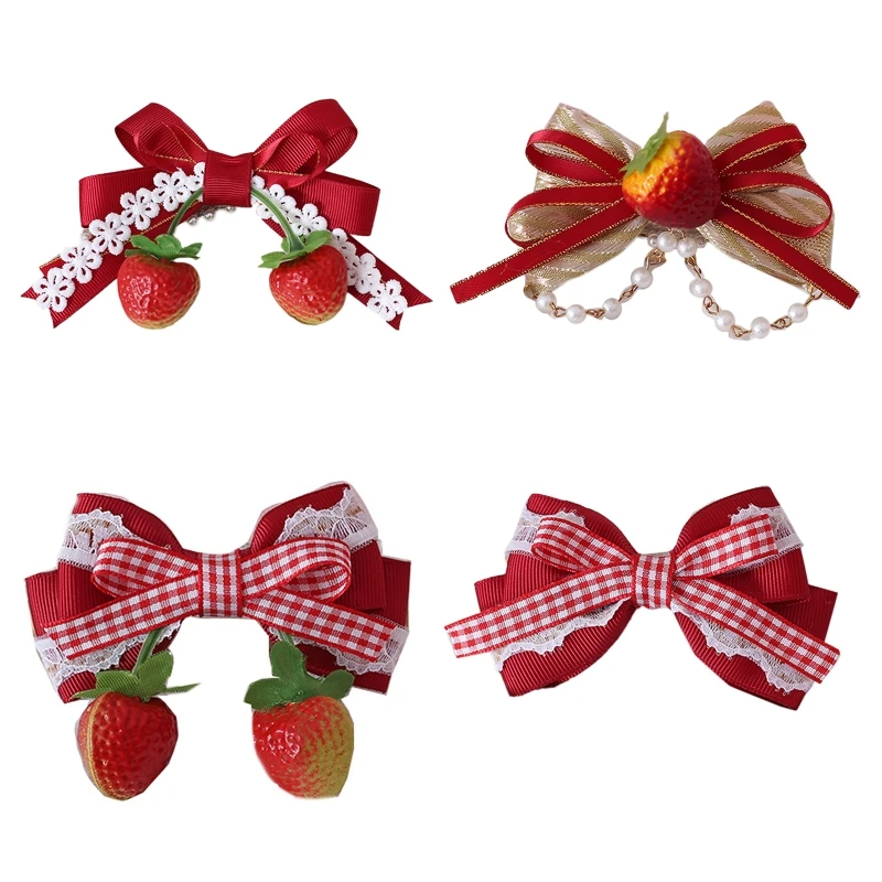 

Bowknot Strawberry Hair Clip Headwear Hairpin Headdress