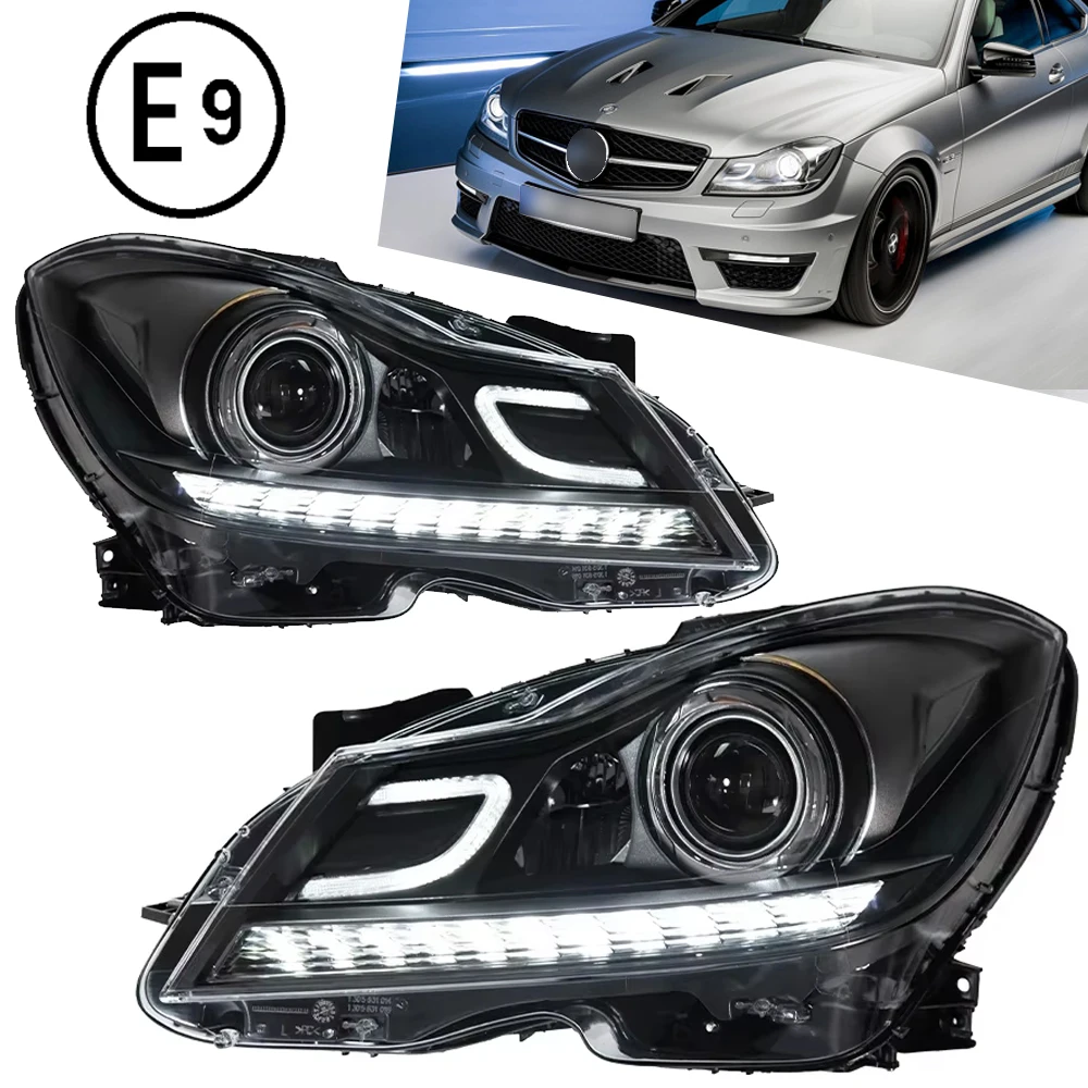 Auto-LED-Scheinwerfer für Benz C-Klasse W204 2011-2013 LED-Autolampen Tagfahrlichter Dynamische Blinker Autozubehör.