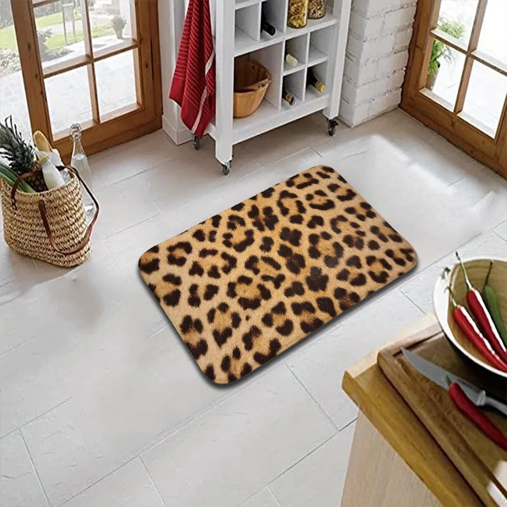 Leopard Print Bathroom Mat Kitchen Decoration Children Room Mat Entrance Doormat Carpet in the Living Room Mats Prayer Rug Bath