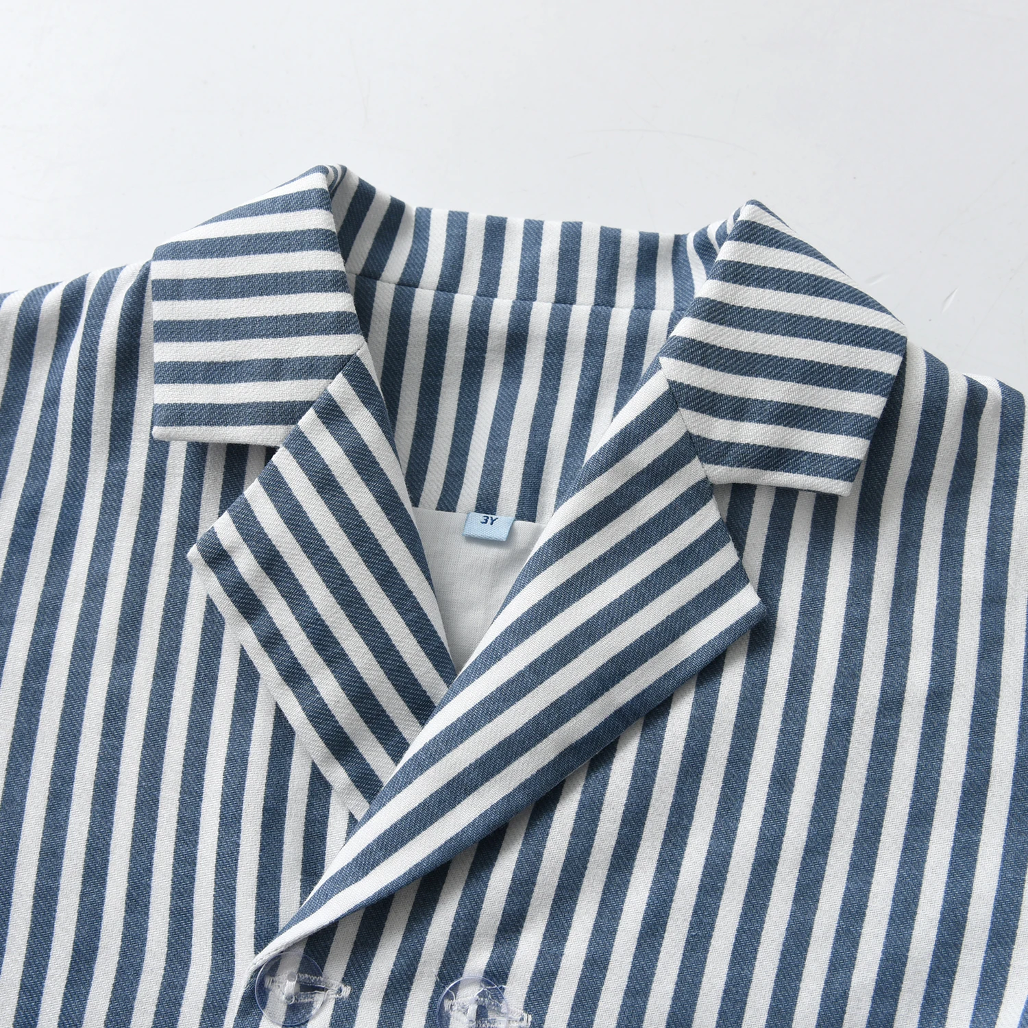 Striped Fashion Turn Down Collar Blue Blazer Children Boys Long Sleeves Baby Top Pinstripe Clothes For Childen Holiday