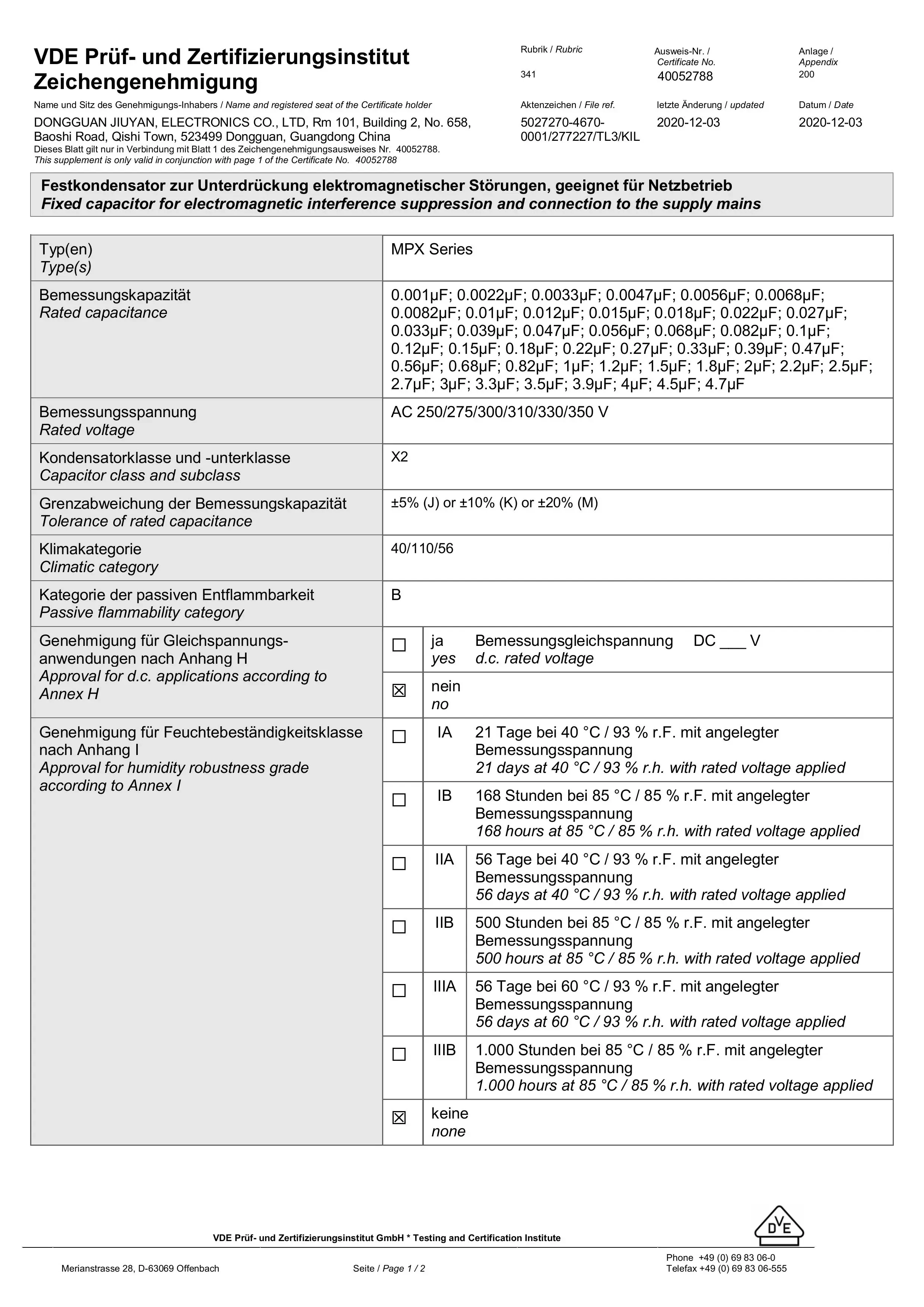 3,3uF 275VAC Polypropylen-Filmkondensator, Sicherheitsklasse X2, für Smart-Touch-Vorhang-/Lüfterschalter, Neutralleiter – Detail 6