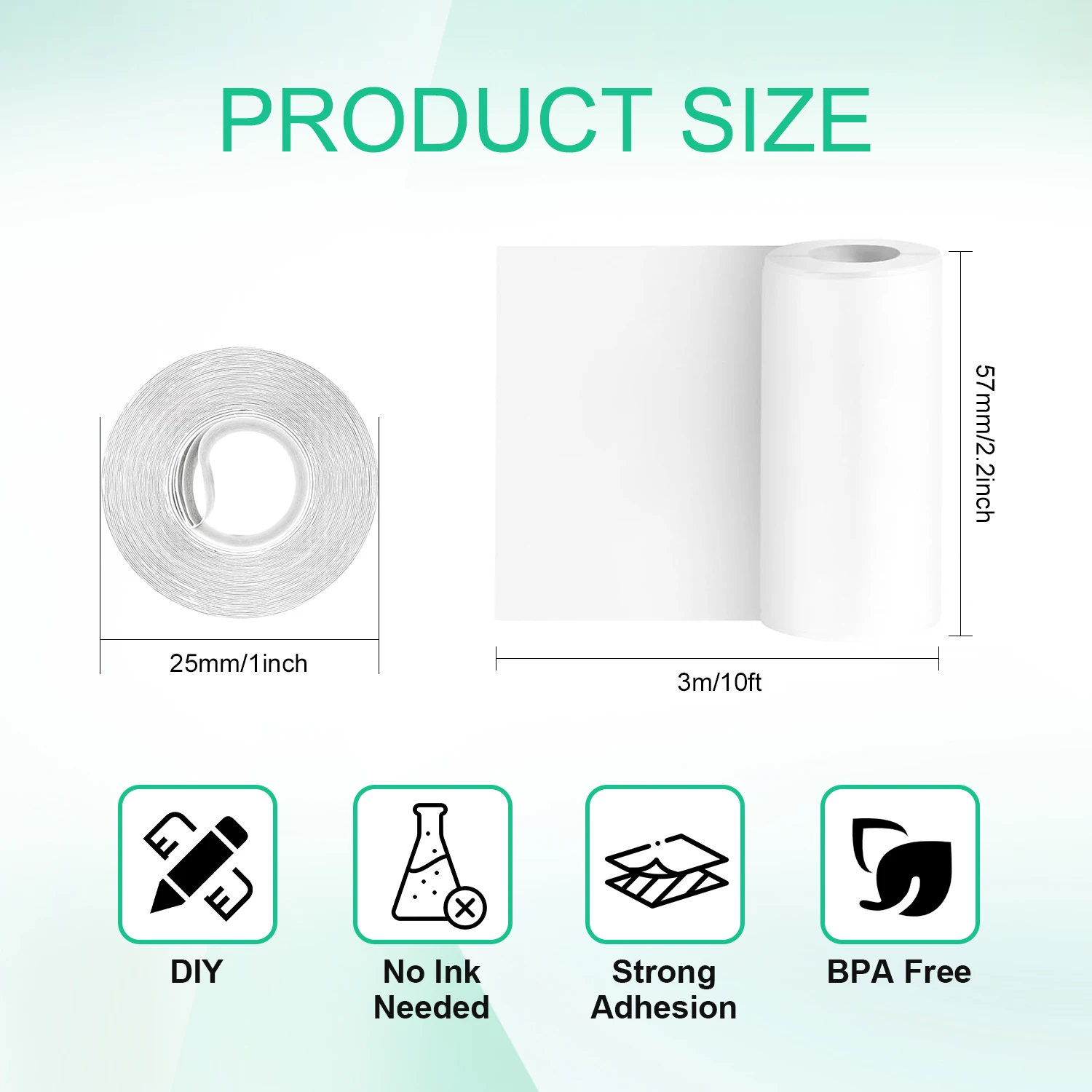Mini Portable Printer Thermal Paper Universal 57mm Self-adhesive Paper Label Sticker For Phone Printing Picture Photo