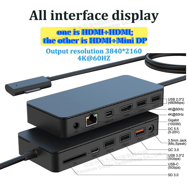 Imagem -04 - Mst Hub Usb Connect Dock 2x Hdmi Mini dp 4k 60hz para Microsoft Surface Pro Surface Book Surface go Surface Acessórios para Laptop