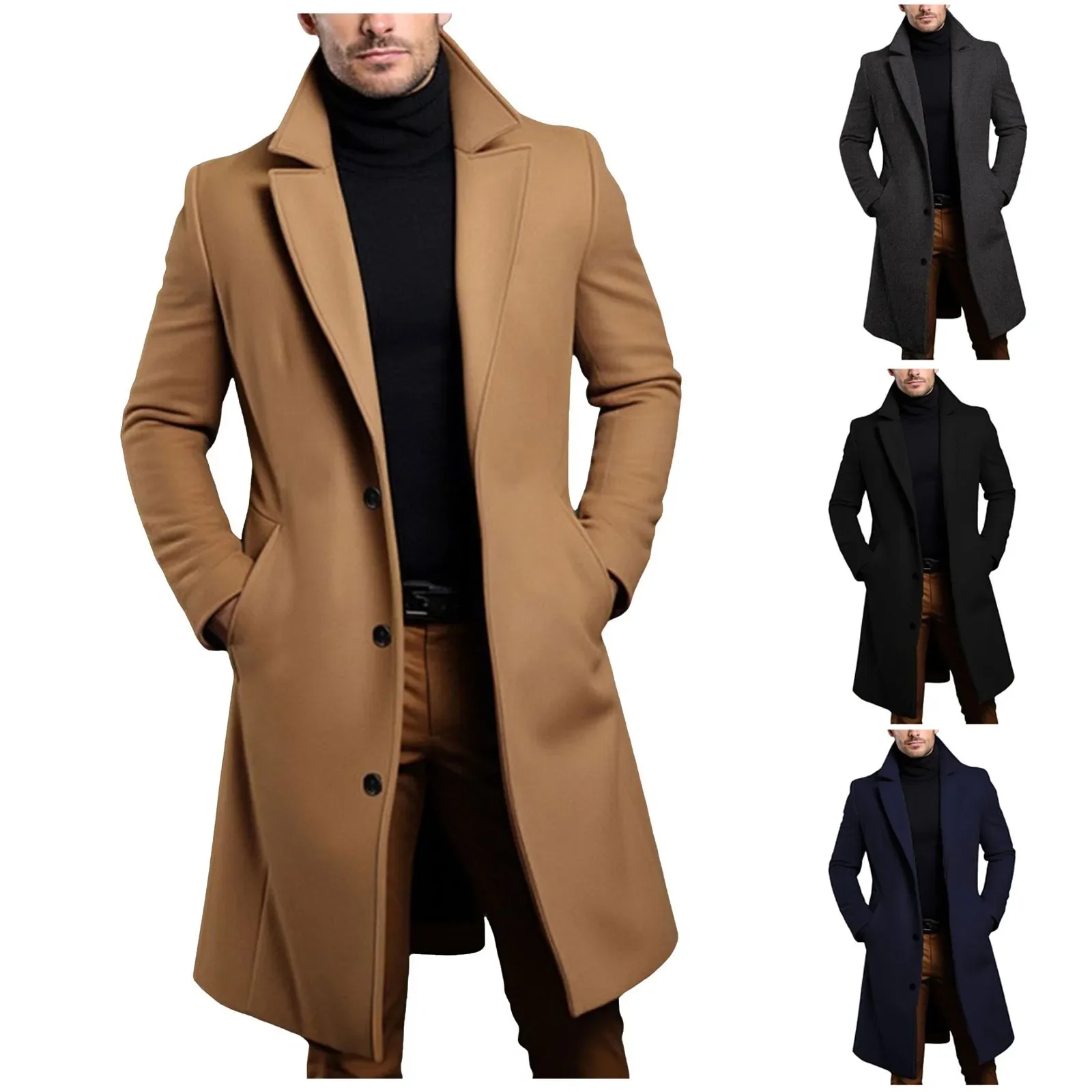 Warm And Comfortable Black Trench Coat For Men Long Sleeve Single Breasted Overcoat Perfect For Fall And Winter 5 Warm And Comfortable Black Trench Coat For Men Long Sleeve Single Breasted Overcoat Perfect For Fall And Winter 5