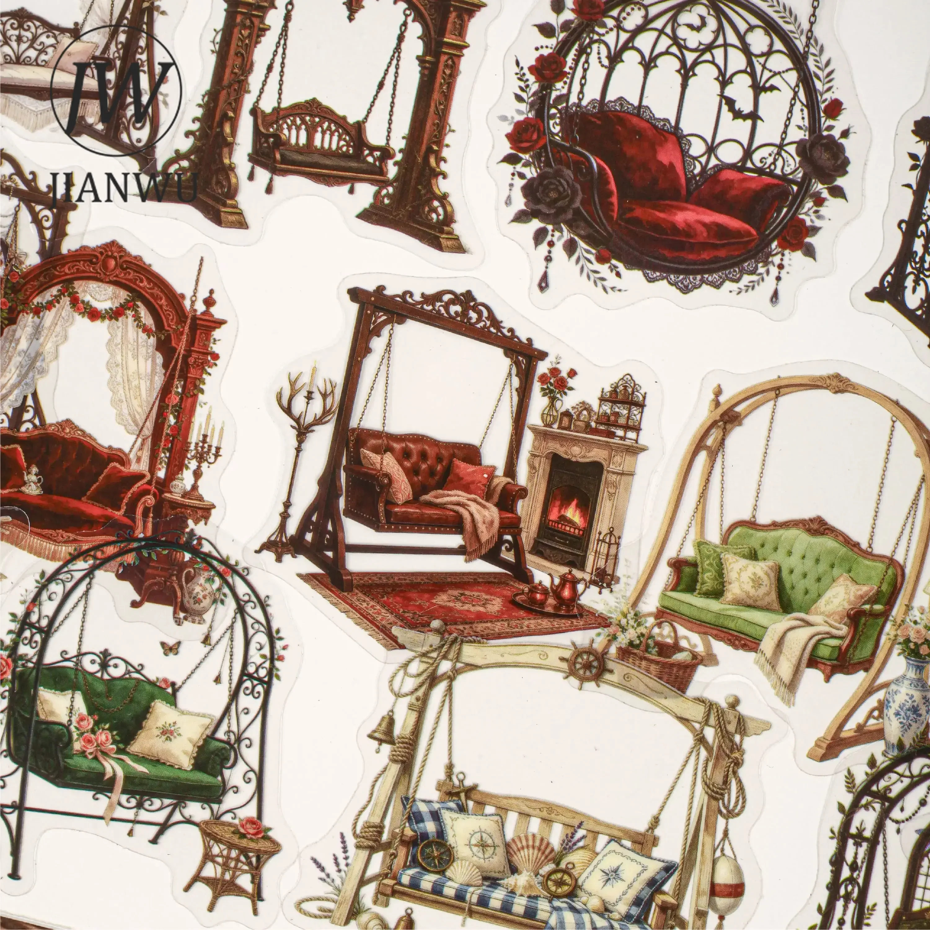 JIANWU Vintage Plant Flower Swing Landscape Material Collage Scrapbooking PET Sticker Creative DIY Journal Stationery - view 2