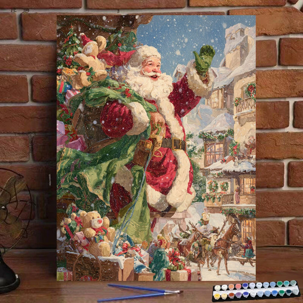 Painting by Numbers Santa Claus at work Digital Painting Handmade Adult Children Gift Wall Decoration D