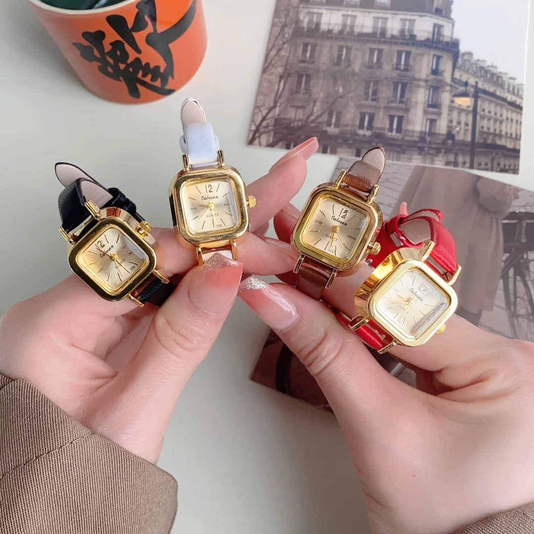 Relojes sencillos para Mujer, Reloj de cuero de diseño lujoso, Reloj de pulsera de cuarzo para Mujer, Reloj con esfera cuadrada pequeña, Reloj de regalo para Mujer