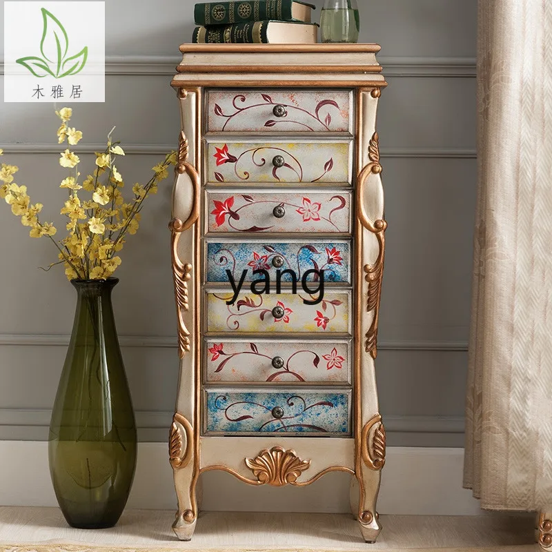 Yhl Mediterranean Retro Storage Cabinet with Mirror Jewelry Cabinet Household Side